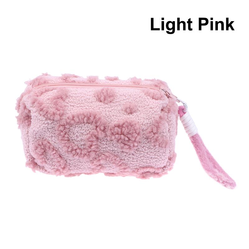 

Plush Makeup Bags With Handle Soft Travel Cosmetic Storage Bag Portable Love Print Organizer Pencil Case Cute Clutch Pouch світло-рожевий колір
