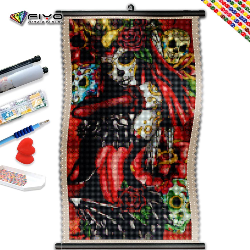

5D DIY Рамка Полная алмазная живопись Скелет Женщина 5D DIY Вышивка Пейзаж Мозаика Роза Картина Домашний Декор Подарок