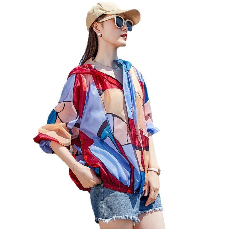 Short sunscreen clothes women's summer new loose and versatile printing camouflage sunscreen clothes breathable small thin coat