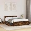 VidaXL Bed Frame with Headboard Smoked Oak 120x190 Cm, Bedroom Furniture, Double Bed, Slatted Base, Bed, Frame of 3295608