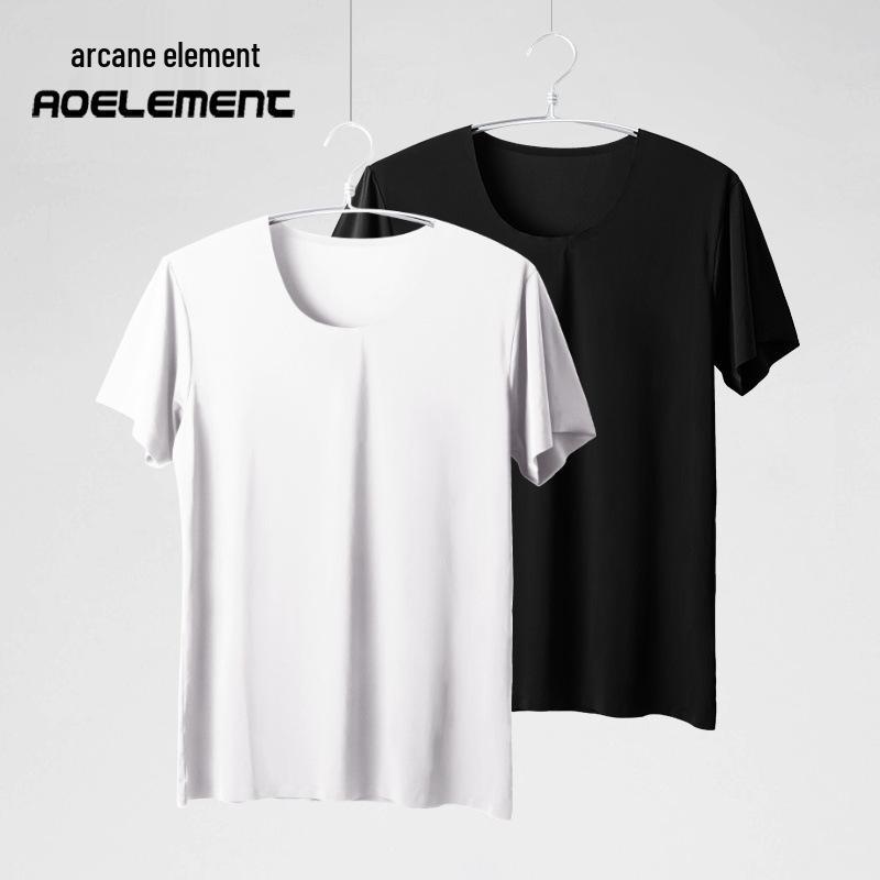 

Men s Summer Ice Silk Seamless Slim White T-Shirt - Short-Sleeved, Round Neck and Lightweight XL светло-синий