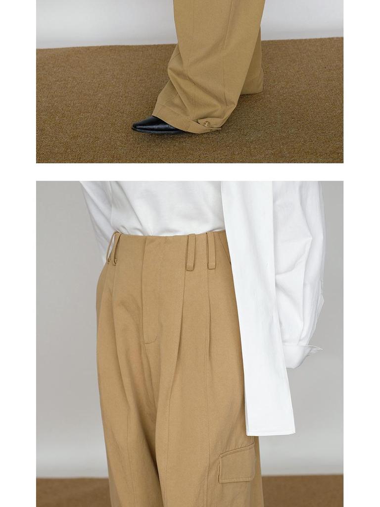 Women's Spring Drape Twill Tencel Cotton Wide-Leg Elastic Waist Pants - Versatile Workwear and Casual Slim Trousers