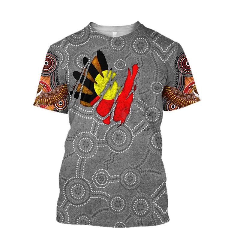 Retro Ethnic 3D Printed T-shirt Round Neck Men's Casual Top T-shirt
