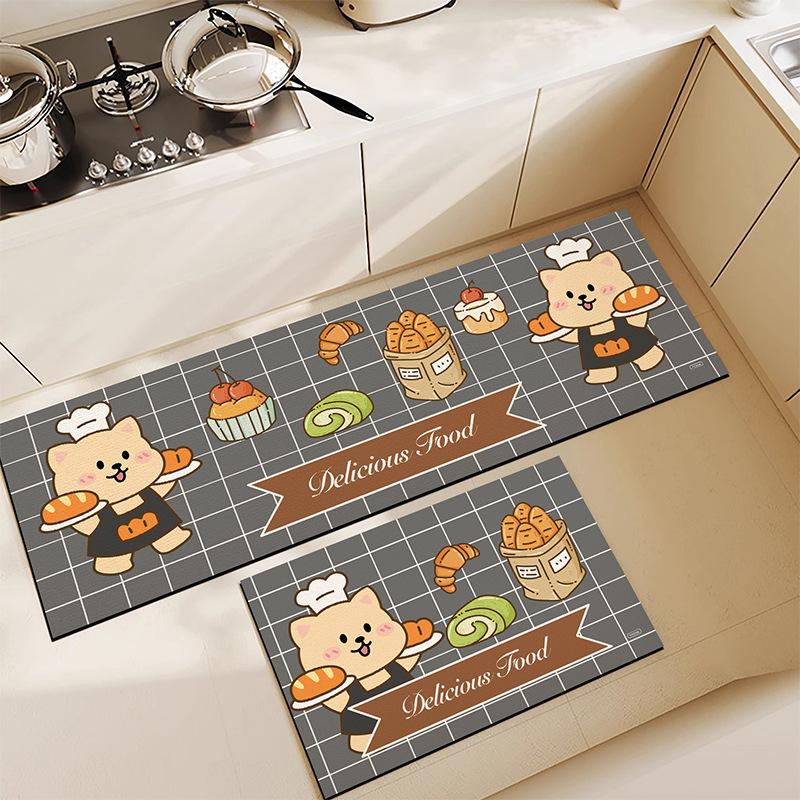 

Коврик для кухни Diatom Mud с рисунком из мультфильма, устойчивый к грязи, нескользящий коврик, бытовой быстросохнущий коврик для ног, комплект из двух предметов, впитывающий воду коврик для пола 40 * 60cm