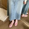 2025 spring and autumn Mori leather single shoes women's flat-bottomed retro one-word buckle round head Mary Jane casual shoes