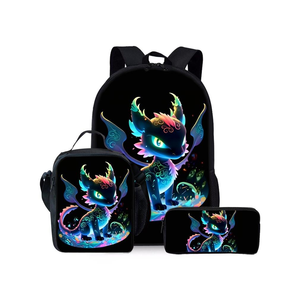 Football Print Three Piece Rucksacks Set for Boys Plus Girls Best Gifts 2D Flat Animated School Carrier for Children