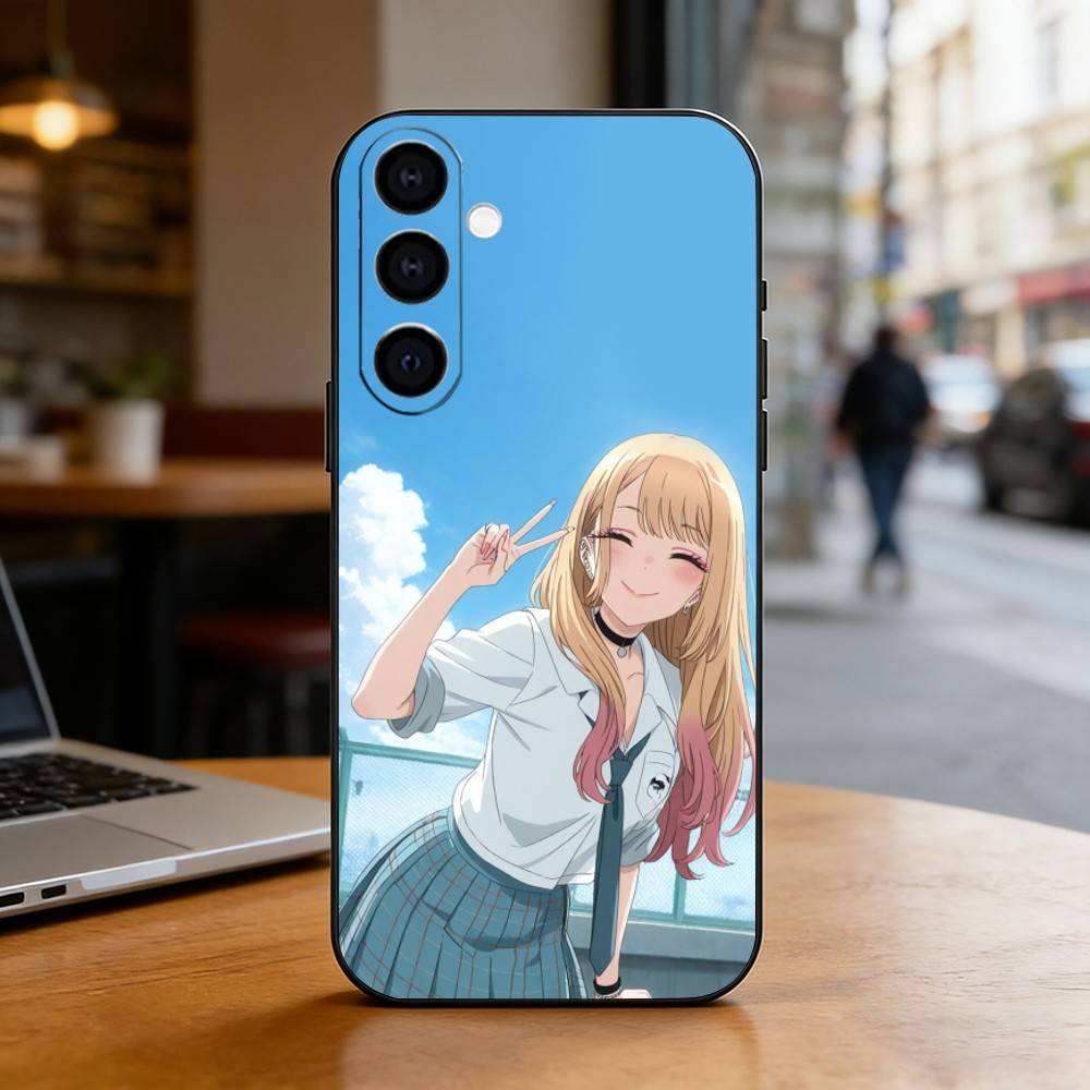 My Dress Up D-Darling Marin Kitagawa Phone Case Black Silicone Soft For Samsung Galaxy A73,A72,A71,A70,A53,A52,A51