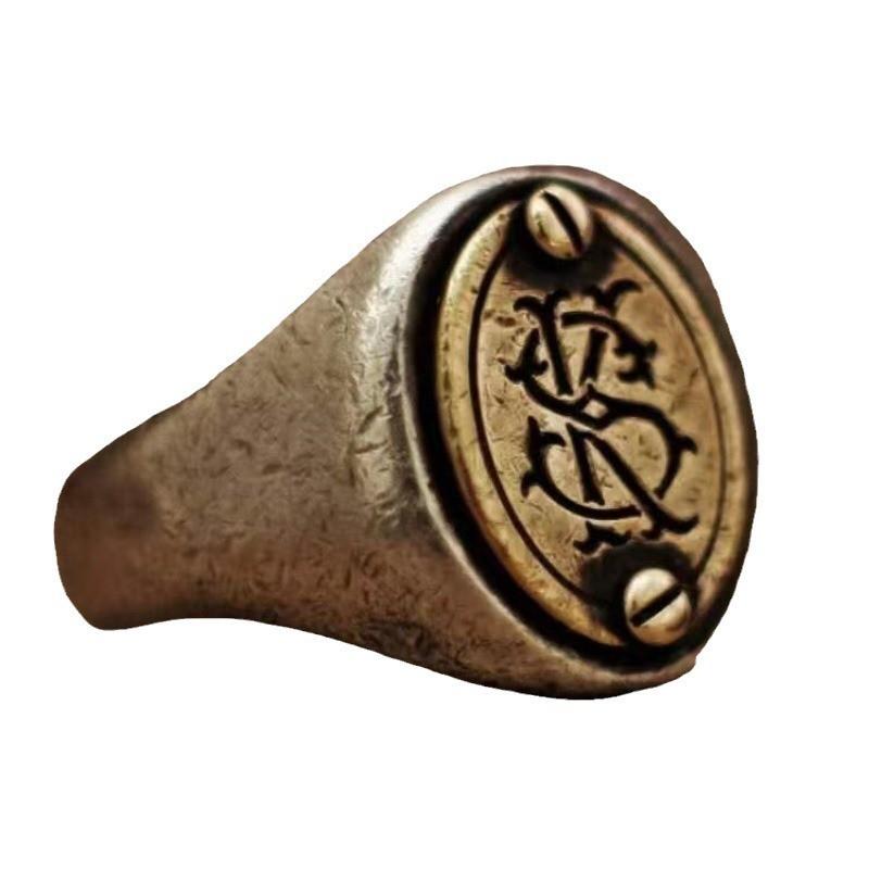 Handcrafted Adjustable Open Ring Men Women Sterling Double Layer Geometric Rivet Design Vintage Minimalist Jewelry
