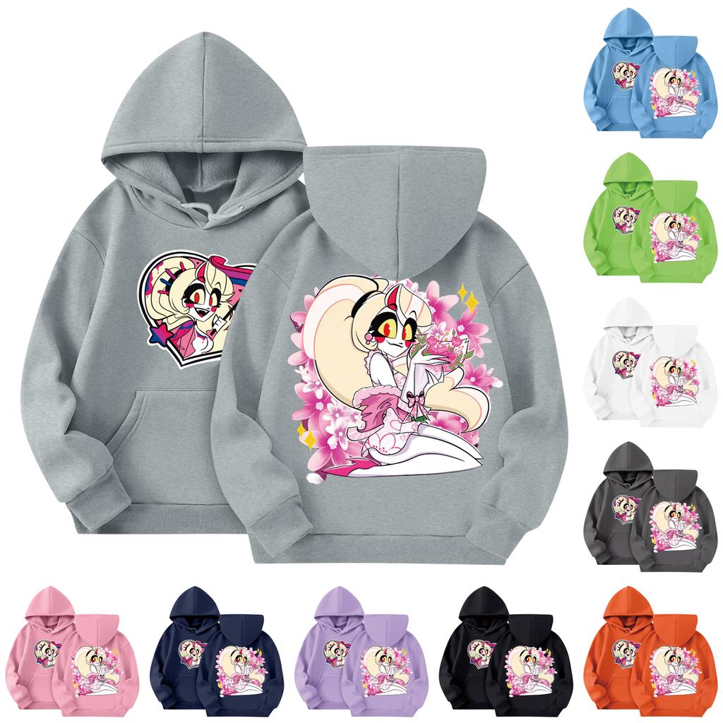 Child Fashion Lightweight Long Sleeve Pullover With Pockets  Print Hoodie