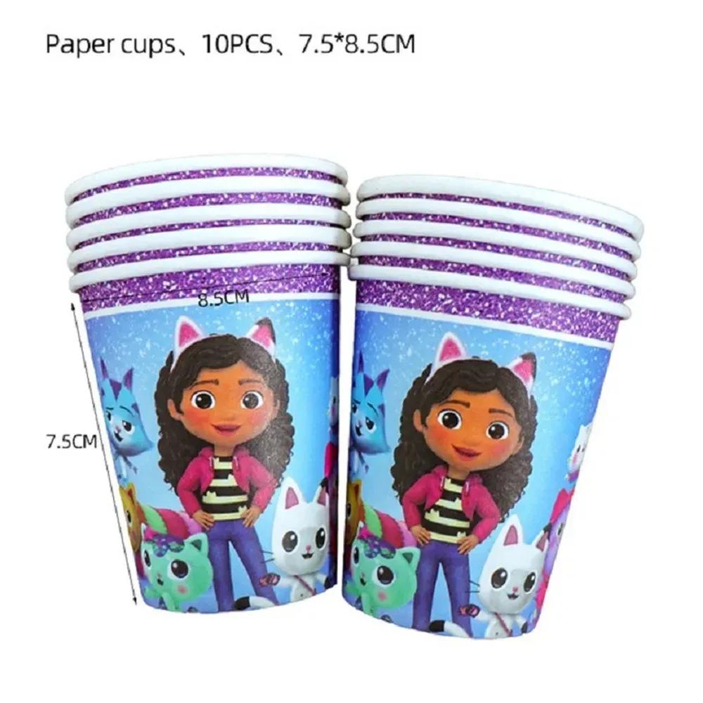 

Gabby Dollhouse Party Supplies Gabby Birthday Party Favor Plate Cup Set 3D Balloons For Kids Girls Party Gift Items Photo Booth Props others