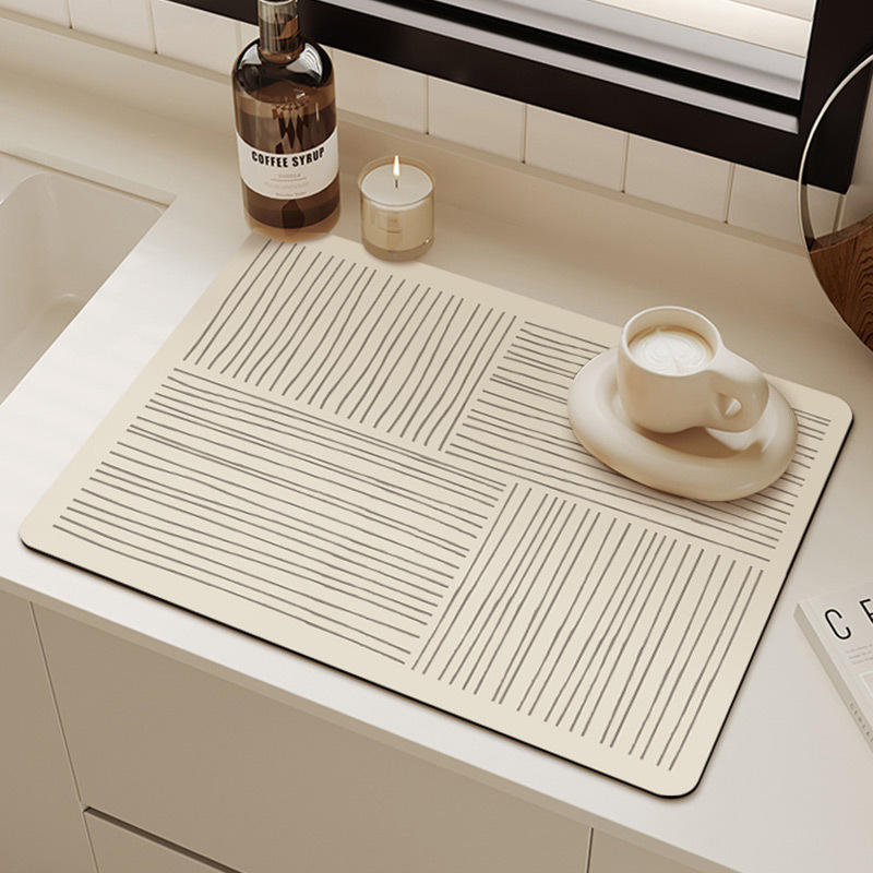 Kitchen Countertop Simple Dish Drying Mat Non-slip Aesthetic Absorbent Drainer Mat Ideal Kitchen Accessories