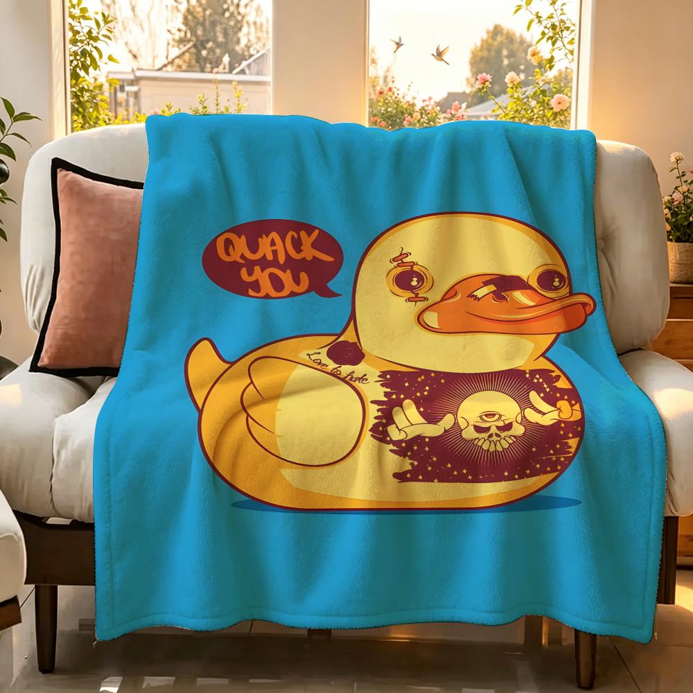 toy E Evil Y Yellow D Duck Throw Flannel Throw Blanket Suitable for Sofa Living Room Bedroom