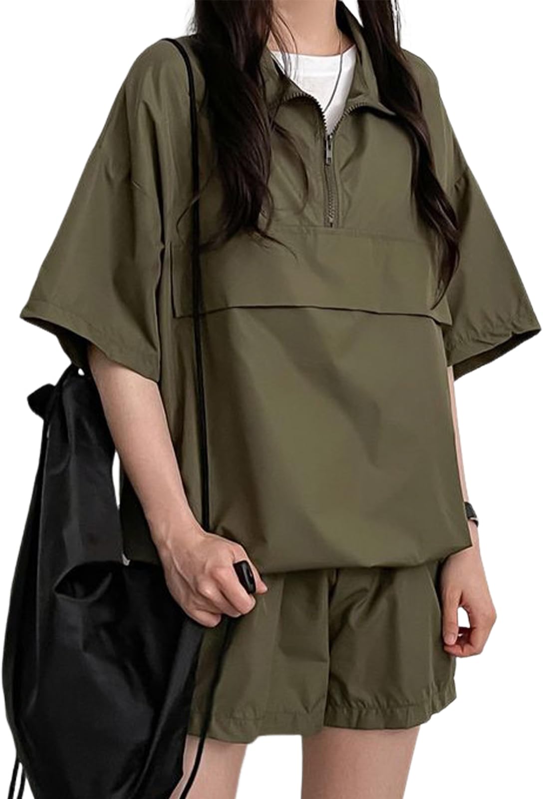 

Doors Women s Short Sleeve Top and Bottom Set, Perfect for Spring and Summer, Casual Wear, Outerwear and Shorts, Soft Khaki, 5S-D11-KHL