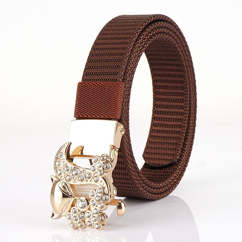 New Women'S Commuting Belt With Automatic Buckle Nylon Waistband, Outdoor Leisure Versatile Double-Layer Thick Belt