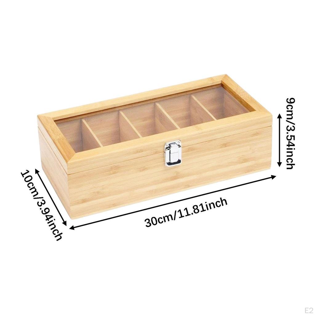 Tea Bags Box with Clear Window Portable Durability Premium Compartments Holder for Desktop