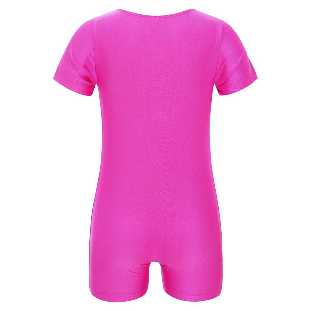 Kinder Jungen Mädchen Kurzarm Einfarbig Dehnbar Ballett Tanz Gymnastik Trikot Overall Unitard