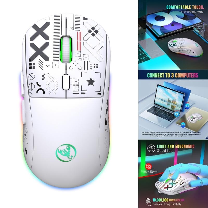 Bluetooth-compatible 2.4G- Wireless Mouse  Light For Computer Laptop Pad Tablet Optical Mice-Rechargeable TypeC Mute-