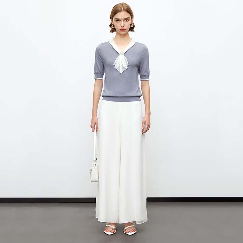 JESSIE Women's V-Neck Slim Fit Short Sleeve Knit Top