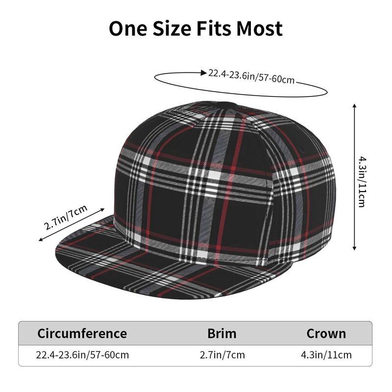 GTI Tartan Plaid Print Sandwich Baseball Caps Snapback Hats Daily Bucket Cap Unisex Hip Hop Cap Flat Bill Brim Adjustable Hat