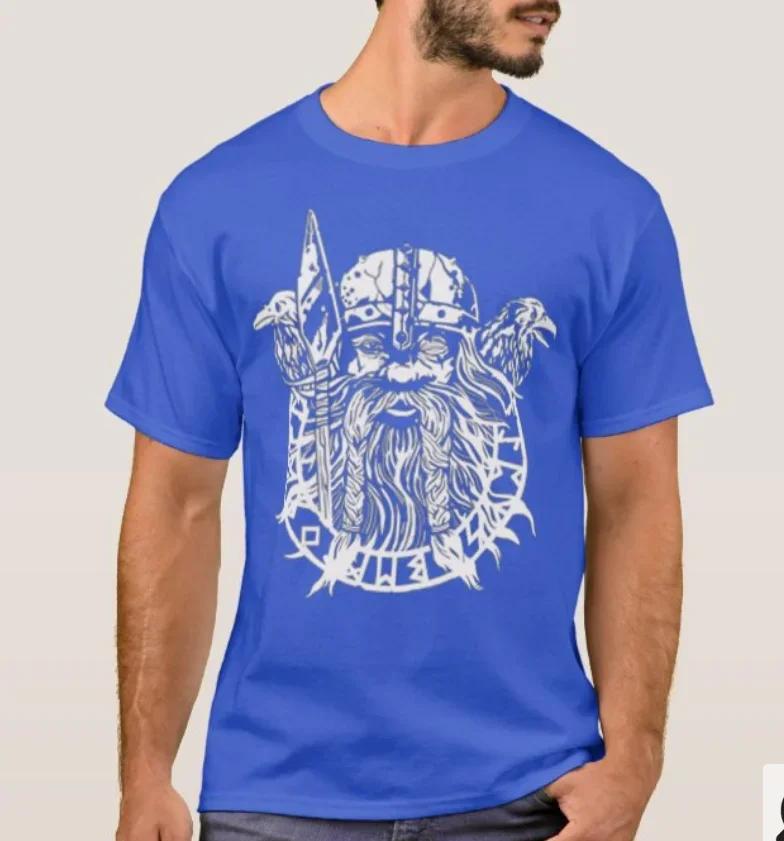 Vintage Nordic God with Raven Norse Myth TShirt 100 Cotton ONeck Summer Short Sleeve Casual Unisexs Tshirt Size S3XL
