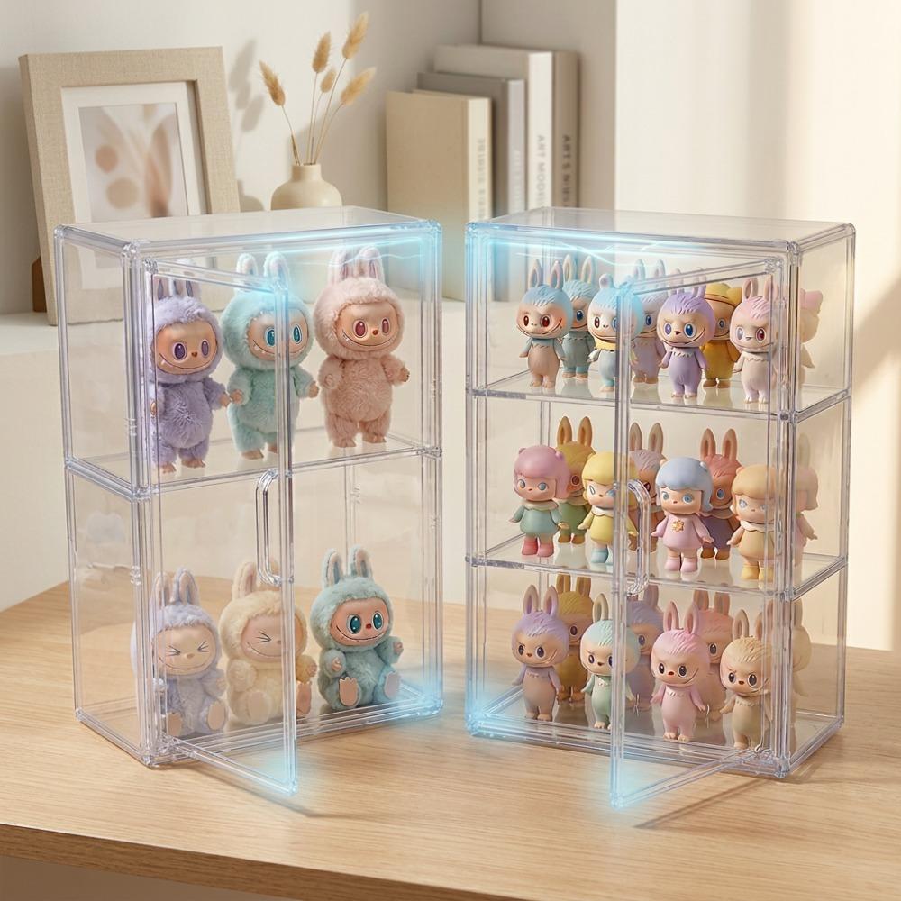 Transparent Storage Box with Partition Dustproof and Moisture-resistant Acrylic Display Case Organizer Box for Figure Display