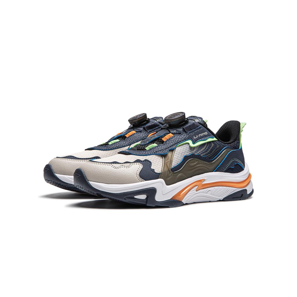 Li Ning Kids Comfortable Classic Shock Absorption Rebound Low Top Casual Shoes Kids Casual Shoes Oatmeal-Gray YKCU104-7