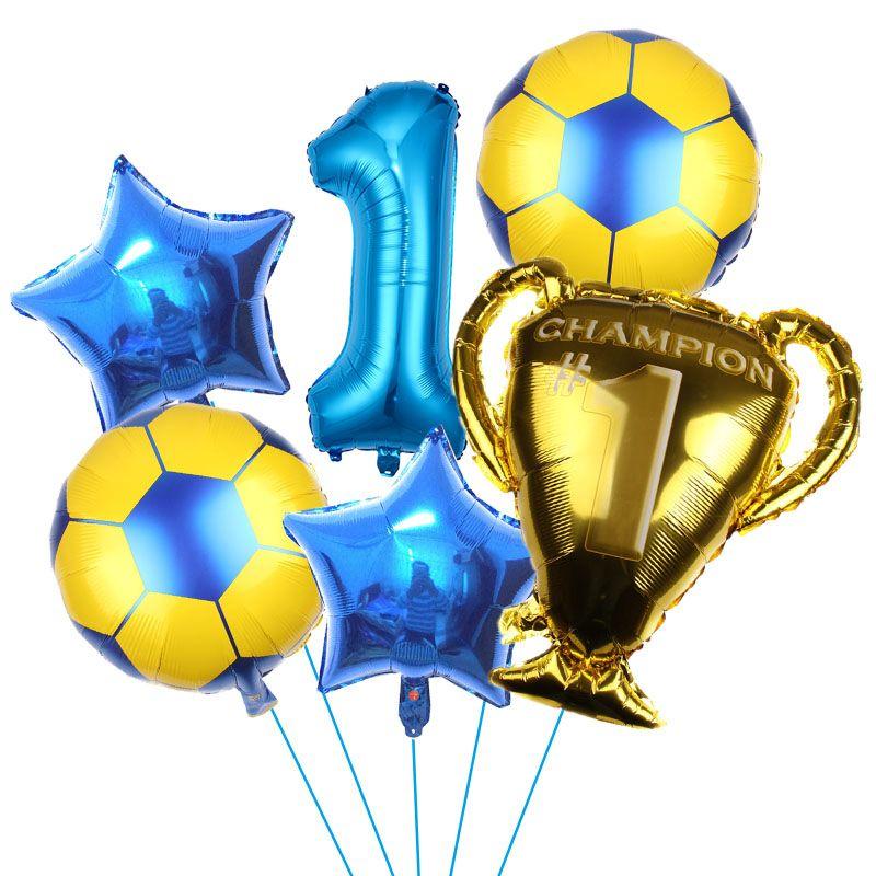 32-inch Digital Football 6-piece Aluminum Film Balloons Set - Birthday Party Gift - World Cup Football Balloons