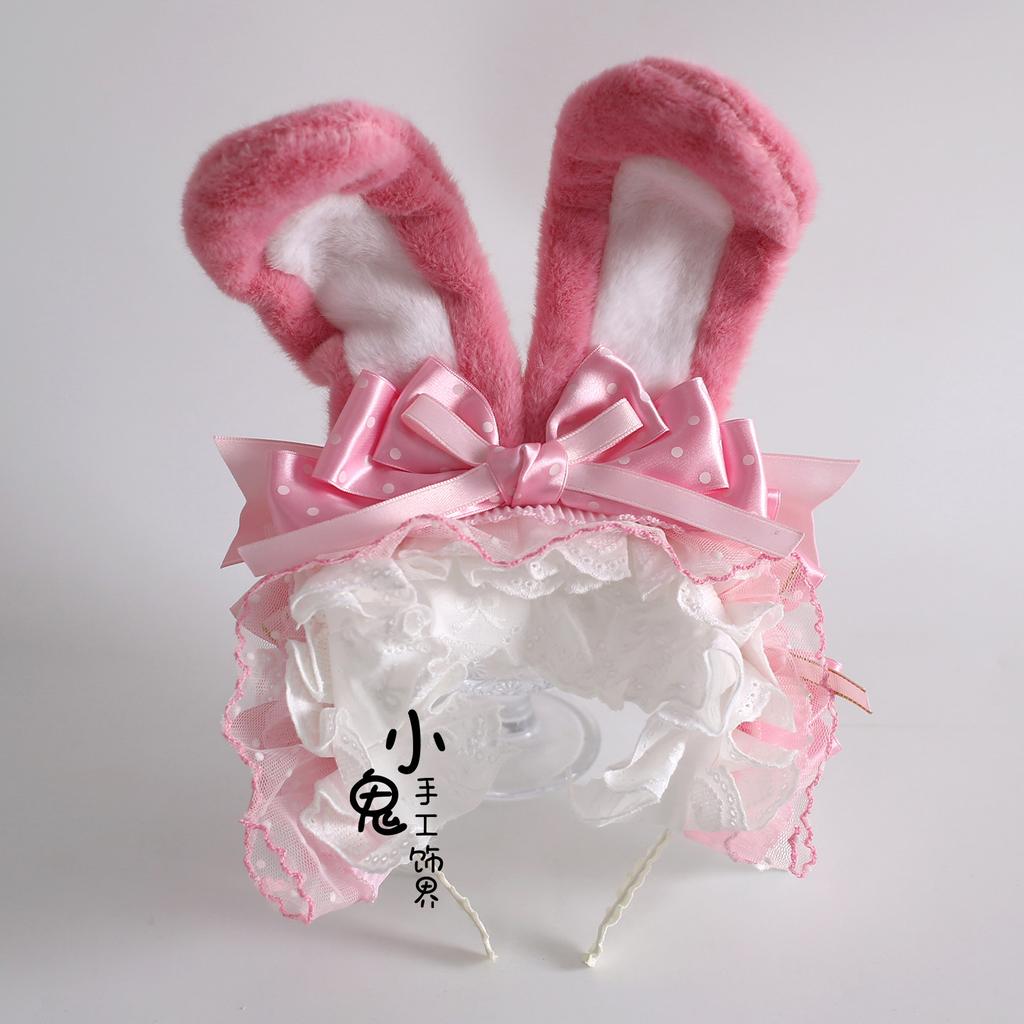 Original Multi-color Lolita Cute Rabbit Ear Headband Polka Dot Bow Rabbit Kc Cute Rabbit Headband Hairpin Hair Accessories