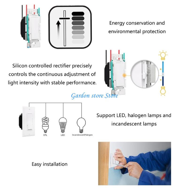 B0KB 3 Way Circuit Compatible LED Dimmer Switches with Slide Control & Temperature Defense Suitable for Residential Use