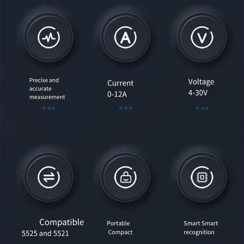 Voltage Ammeter Digital Tester for 5.5x2.5/2.1 Device 0.96inch TFT Color Display 4-30V 0-12A 5.5x2.5 Interface Tester