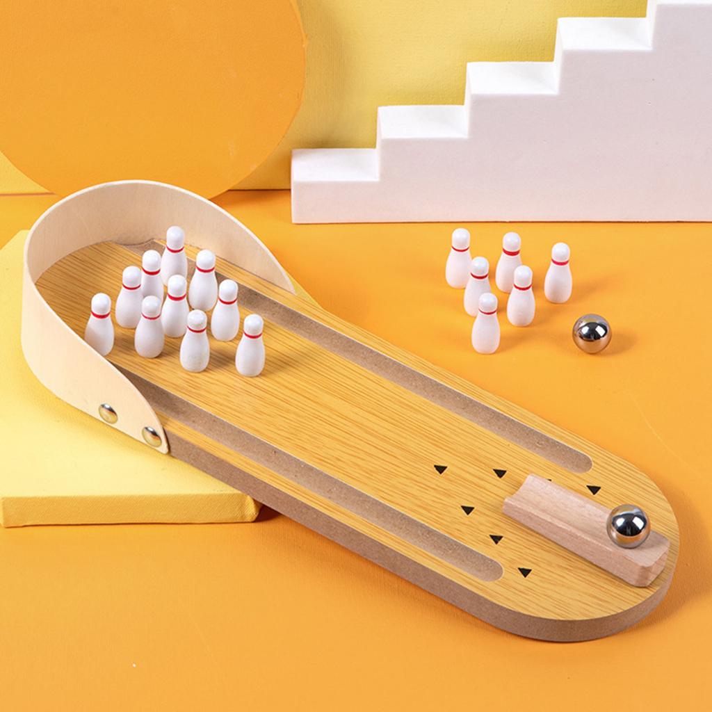 Mini Desktops Tabletop Bowling Game Set, Mini Bowling Toy, Mini Bowling Game Set, Wooden Tabletop Mini Bowling Game Set