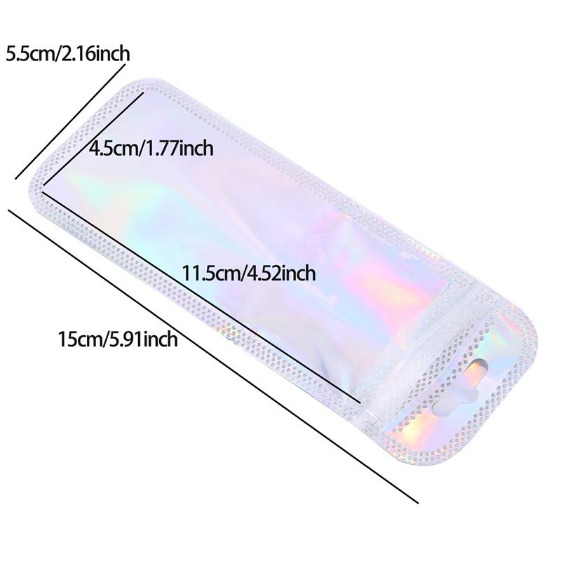 50pcs Thicken Ziplock Bags Resealable opp Bags Holographic Laser Color Plastic Pouch for Jewelry Display Packaging Storage Bag