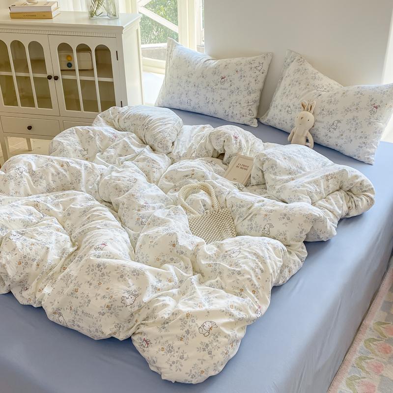 Minimalist Polka Dot Style Bedding Set Duvet Cover Set Four Piece Bedding Set Bed Sheet Fully Enclosed for Home