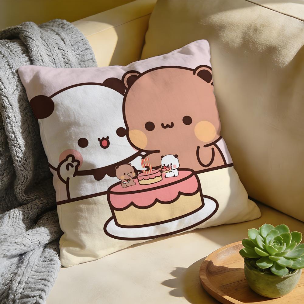 Panda BBubu DDudu Cushion Cover Washed Linen Soft Breathable Decorative Case For Sofa Home Pillow Cover