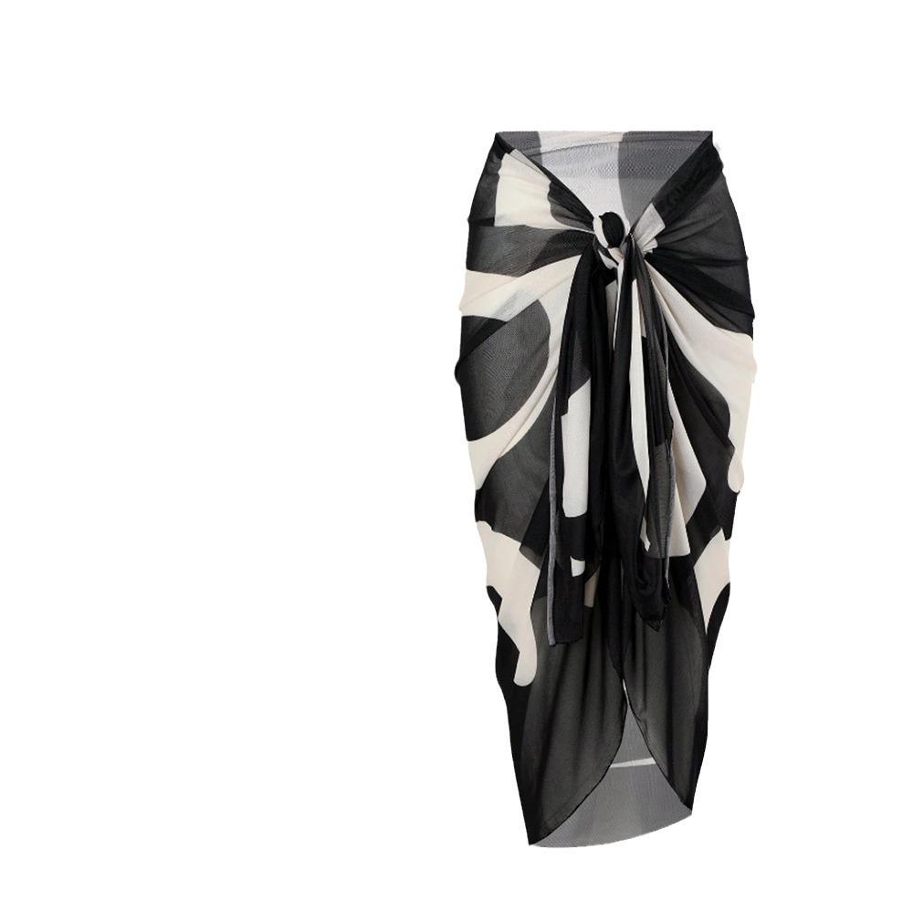 European & American Tropical Three-Piece Swimsuit: Sexy Bandeau Bikini with Long Cover-Up Skirt