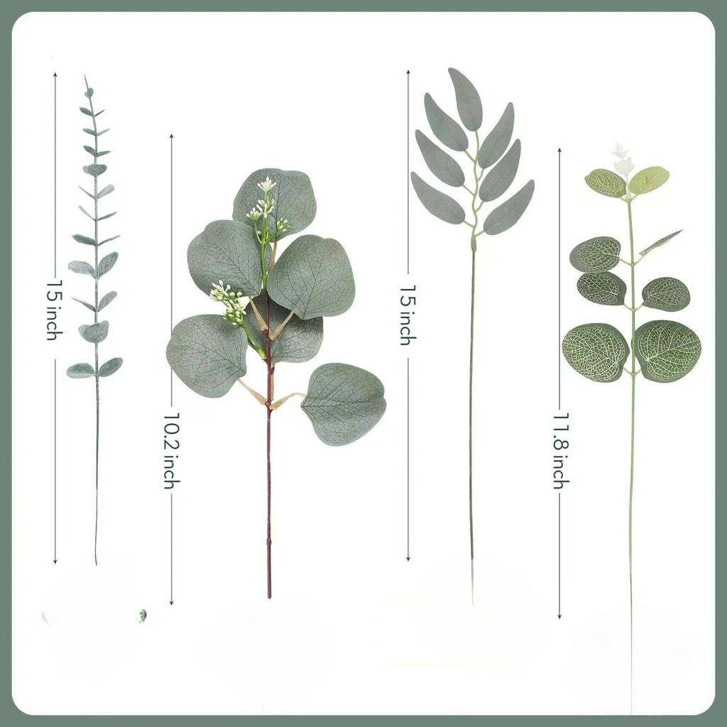 10/20Pcs Artificial Eucalyptus Leaf Stems Green Fack Plants Living Room Decoration Bride Wedding Holding Flowers Bouquet Decor