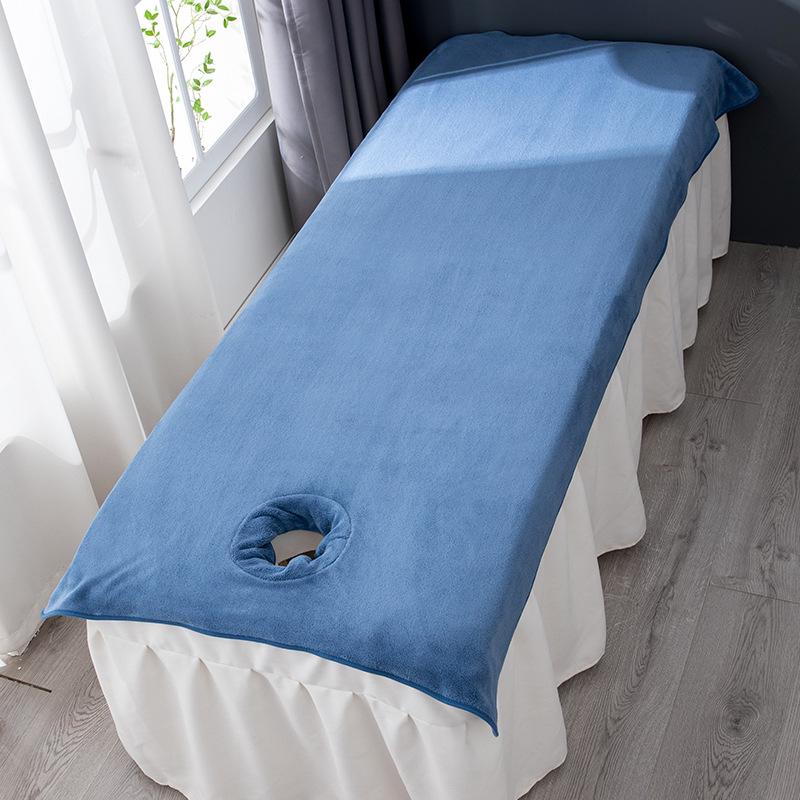 Coral Fleece Beauty Massage Bed Cover Sheet SPA Massage Bed Table Cover Face Hole Body Spa Salon Bedspread Decoration