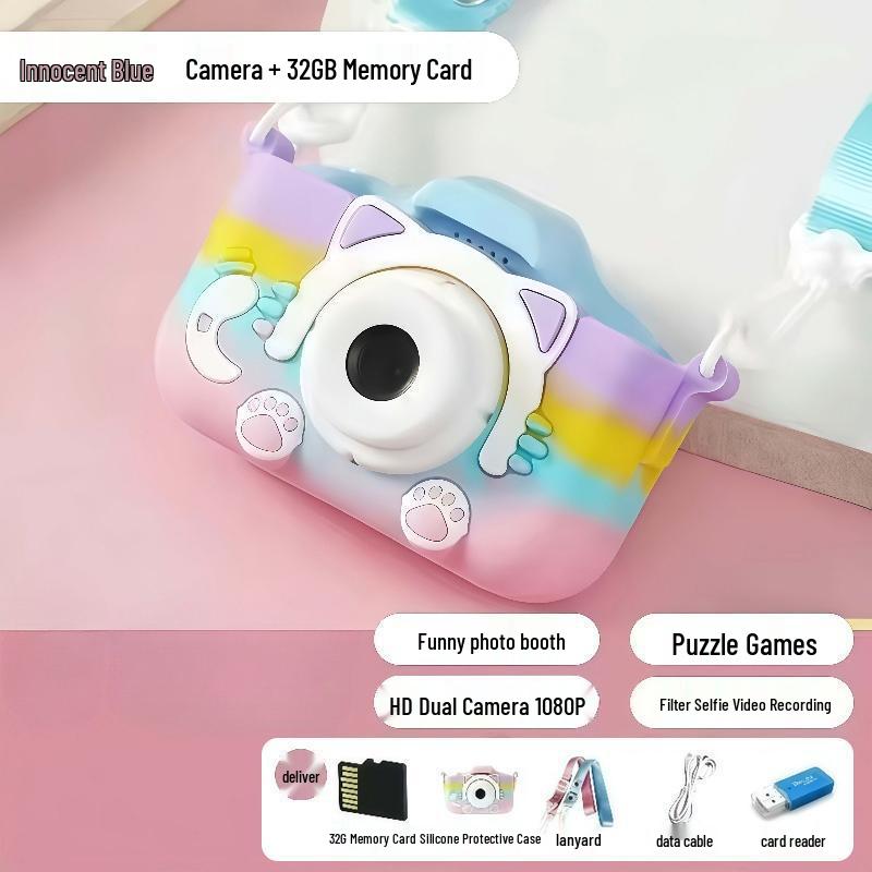 Rainbow Digital Camera for Kids: Girl's Photo-Taking Birthday Gift - X2-MCM