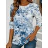 Women's Colorful Floral and Butterfly Print Long-sleeved Loose-fitting Round Neck Top, Casual Everyday Style