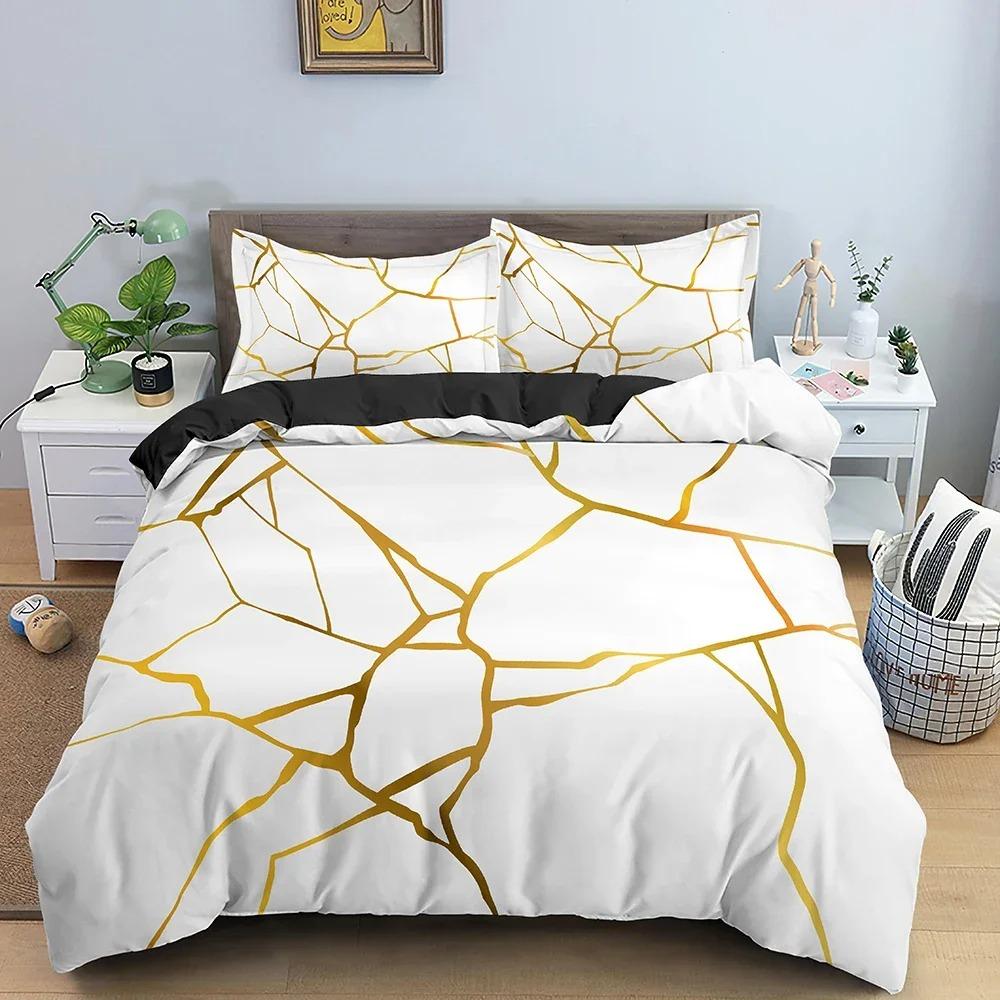 הדפס תלת-ממדי כיסוי פוך טקסטורת שיש סט מצעים כיסוי שמיכה בדוגמה צבעונית טווין קינג כיסויי שמיכה עם ציפית