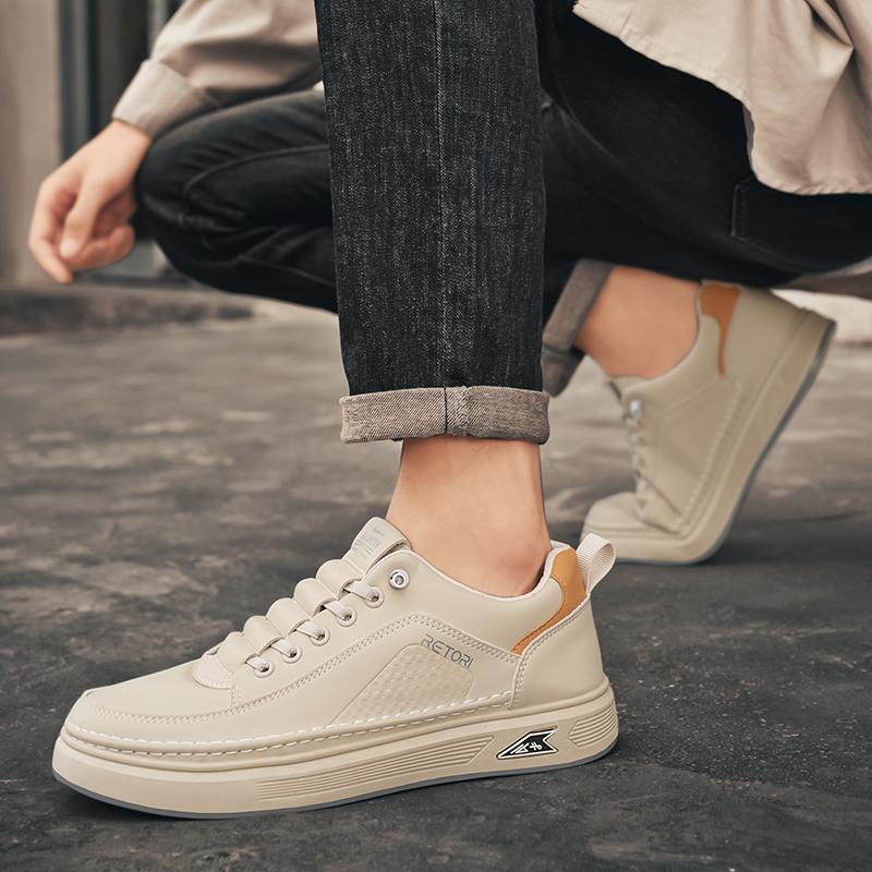Men Sneakers New Men's Shoes Lightweight Leather Cover Platform Anti Slip Wear Resistant Casual Versatile Board Shoes