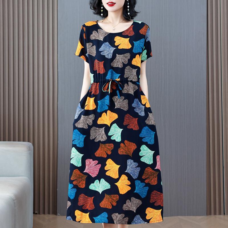 Şık Kadın Elbiseleri Yazlık Vintage Kıyafetler Günlük Büyük Beden Kısa Kollu Yazlık Uzun Elbiseler