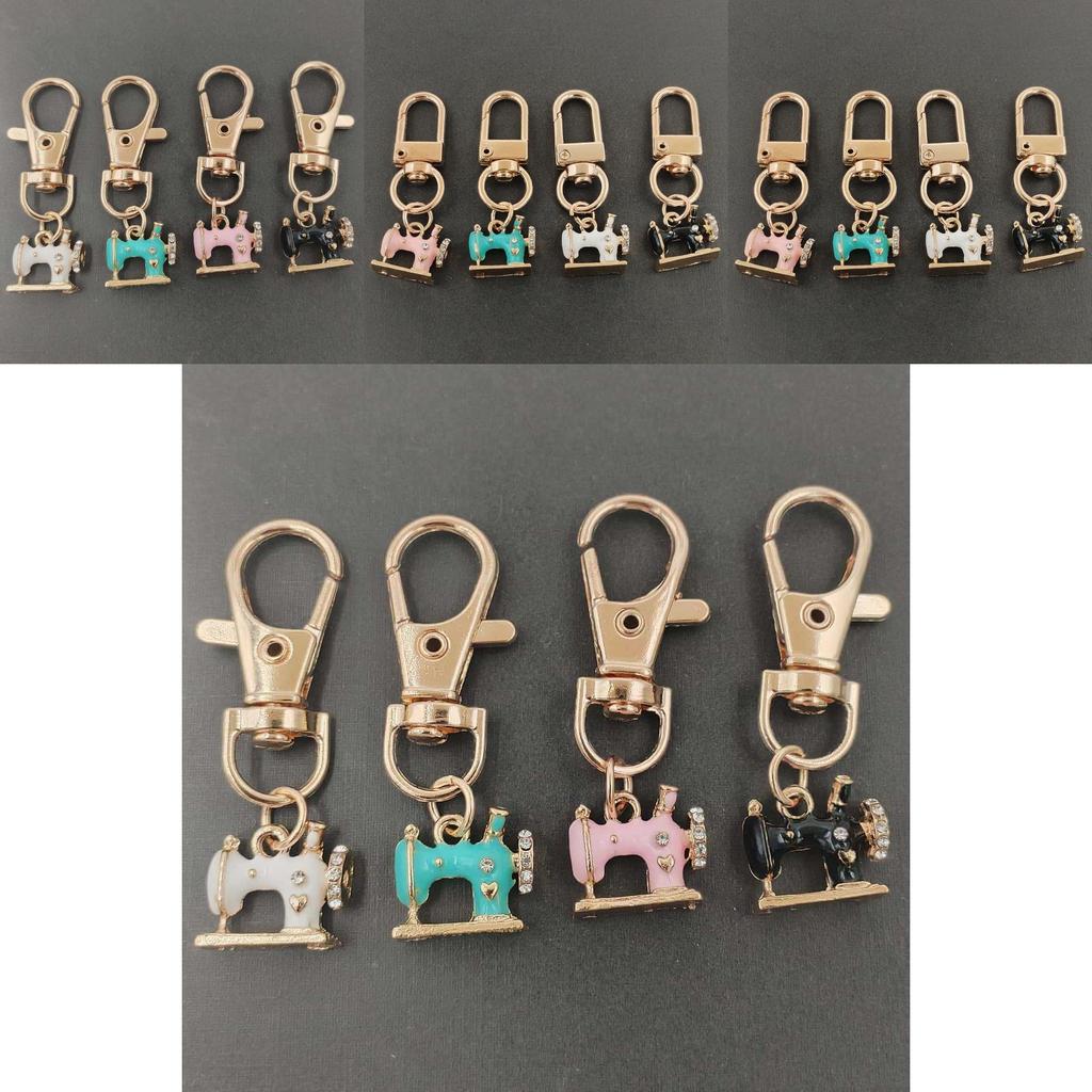 Modern Sewing Machine Glass Keychain With Alloy Pendant For Gift Giving And Daily Use