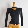 Fall and Winter New Arrival Pure Color Halter Sexy Cutout Knitwear Women's Clothing Slim Fit Slimming Long Sleeves Bottoming Shirt Tops