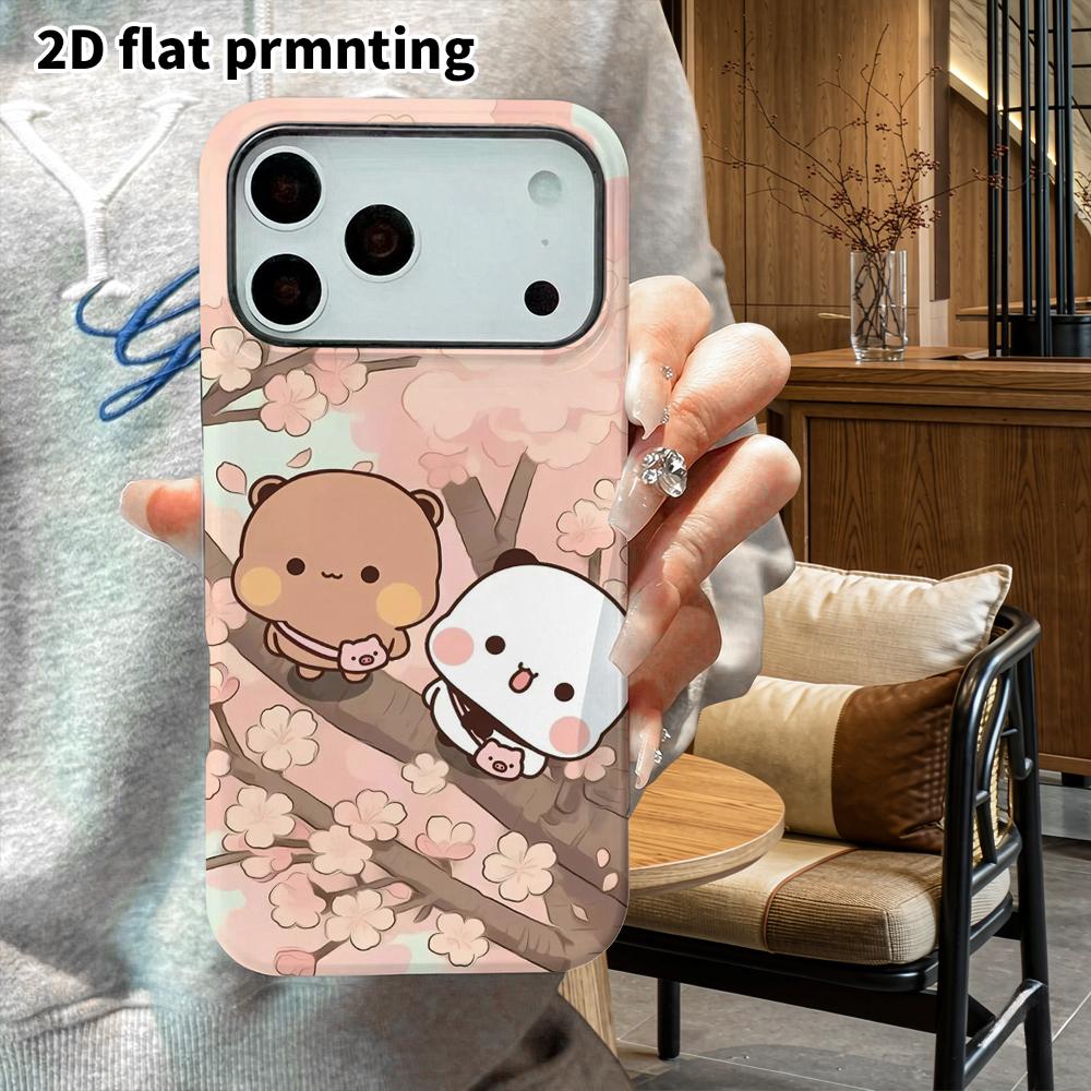 Phone Case: 2D Flat Suitable for iPhone 18, 17, 16, 15, 14, 13 Pro Film Protection Case, Couple Style, Soft Pink Tone, Christmas and Halloween Gift