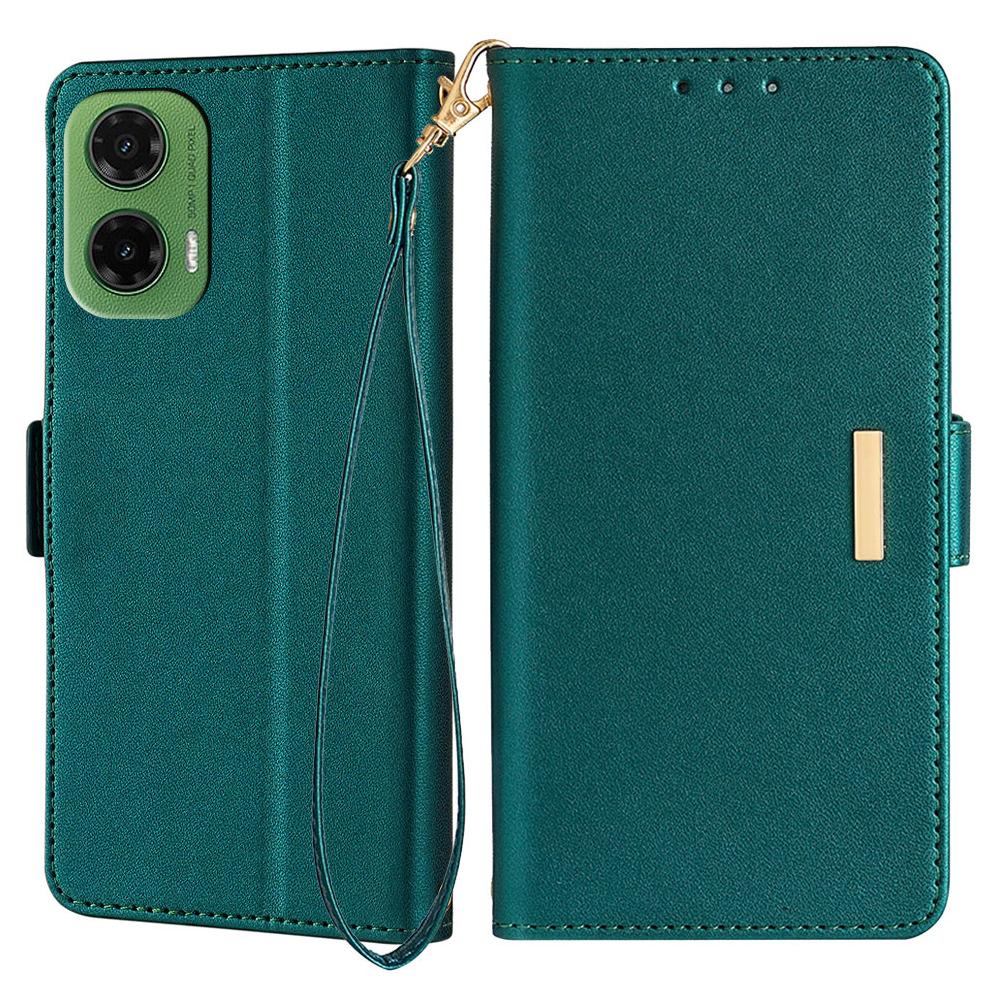 For Motorola Moto G35 5G Leather Wallet Case RFID Blocking Stand Cover with Hand Strap
