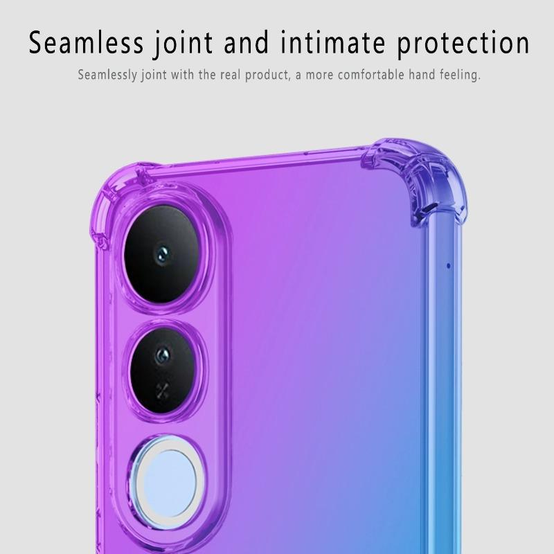 For VIVO V50 Lite V50E Regnbuegradient Støtsikkert Telefondeksel Myk TPU Gjennomsiktig Anti-fall Deksel for VIVO V 50 Kollisjonsputer Deksel