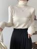 Women's High Neck Knitwear: Chic Korean Layering Top for Spring & Winter