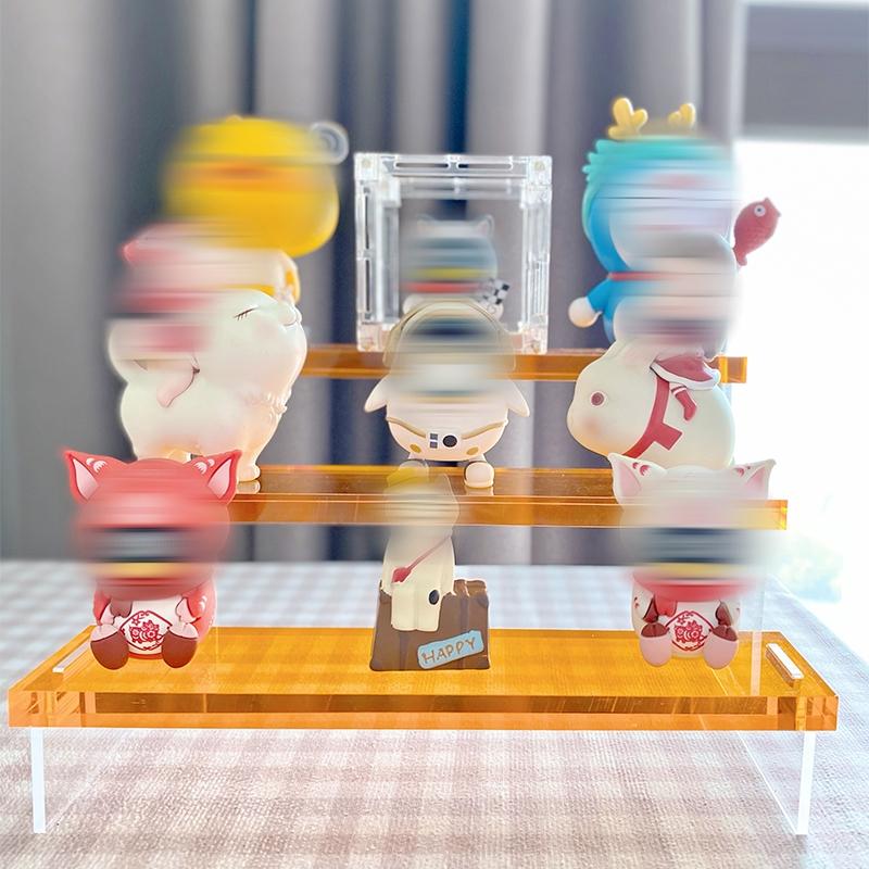 3 Layer Acrylic Color Display Shelf Toy Manual Blind Box Storage Shelf Lipstick Cosmetics Perfume Creative Shelf Storage Box Cupcake Organizer Rack