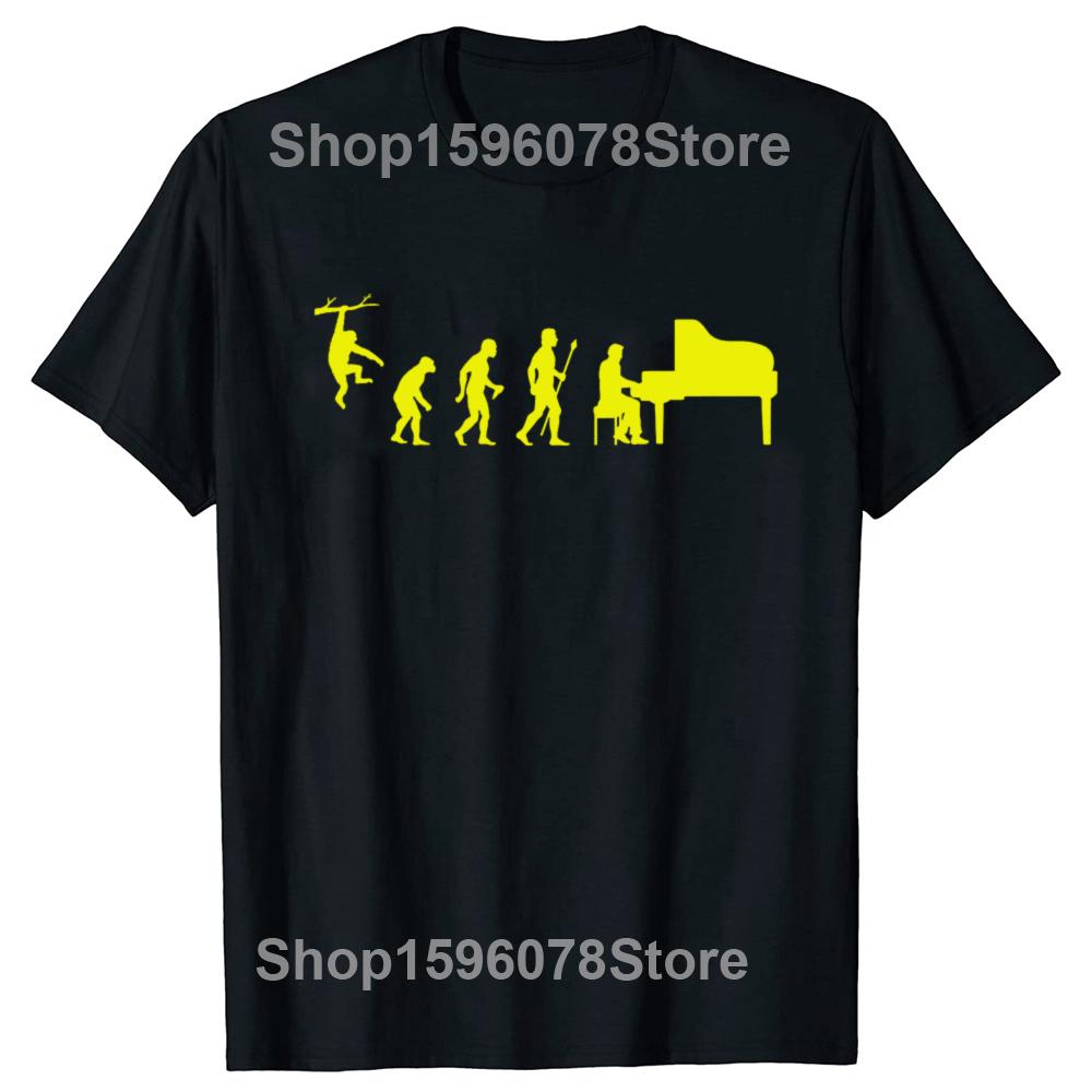 Funny Evolution T Shirt Pianist Piano Instrument Summer Graphic Streetwear Short Sleeve Birthday Gifts T-shirt Mens Clothing